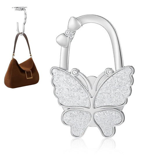 Fiyooau Butterfly Foldable Purse Hook for Table, Portable Metal Purse Hanger for Table Folding Handbag Table Hook for Women