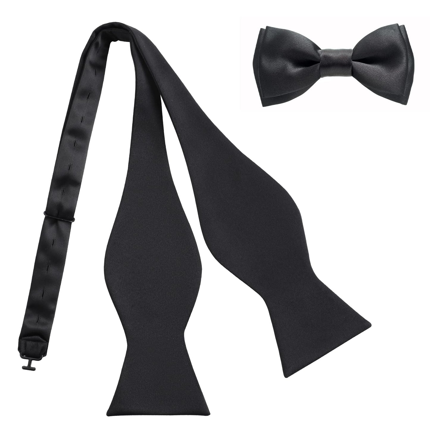 Yolev Black Bow Tie for Boy, Men Adjustable Pre-tied Bow Ties Set, Gift Idea for Adults & Children Classic Adjustable Bow Tie