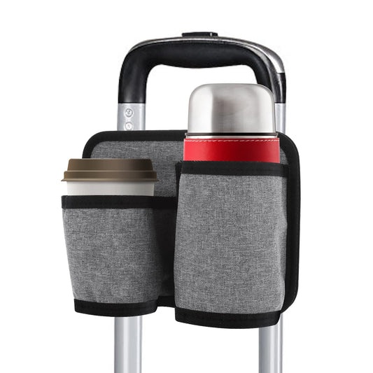 Luggage Travel Cup Holder Travel Trolley Case Accessories Cup Carrier Portable Cup Holder for Drink Beverage Coffee Mugs (Gray)