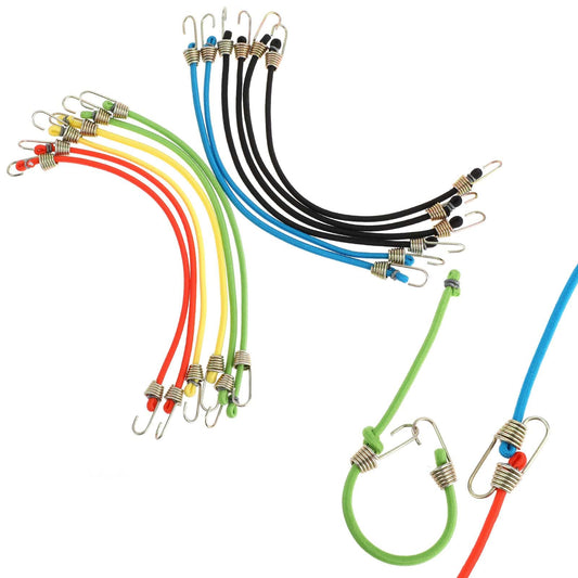 12 Pack Mini Bungee Cords with Hooks 10 Inch Short Bungee Cords,Multicolor Rubber Bungee Straps for Bicycle,Camping,Tools,Tarpaulin and Cargo,Hanging Christmas Ornaments