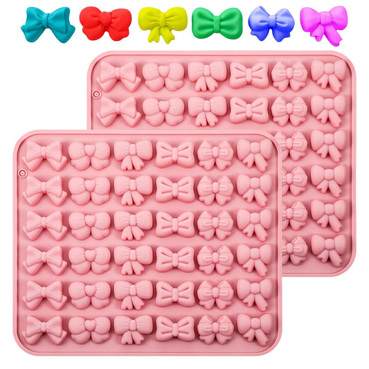 Bow Chocolate Molds Silicone 2 Pack 6 Shapes 72 Cavities Mini Fondant Molds for Bowknot Cupcake Pretzle Cake Pop Sugar Craft Perfect for Wedding Birthday Party Baking