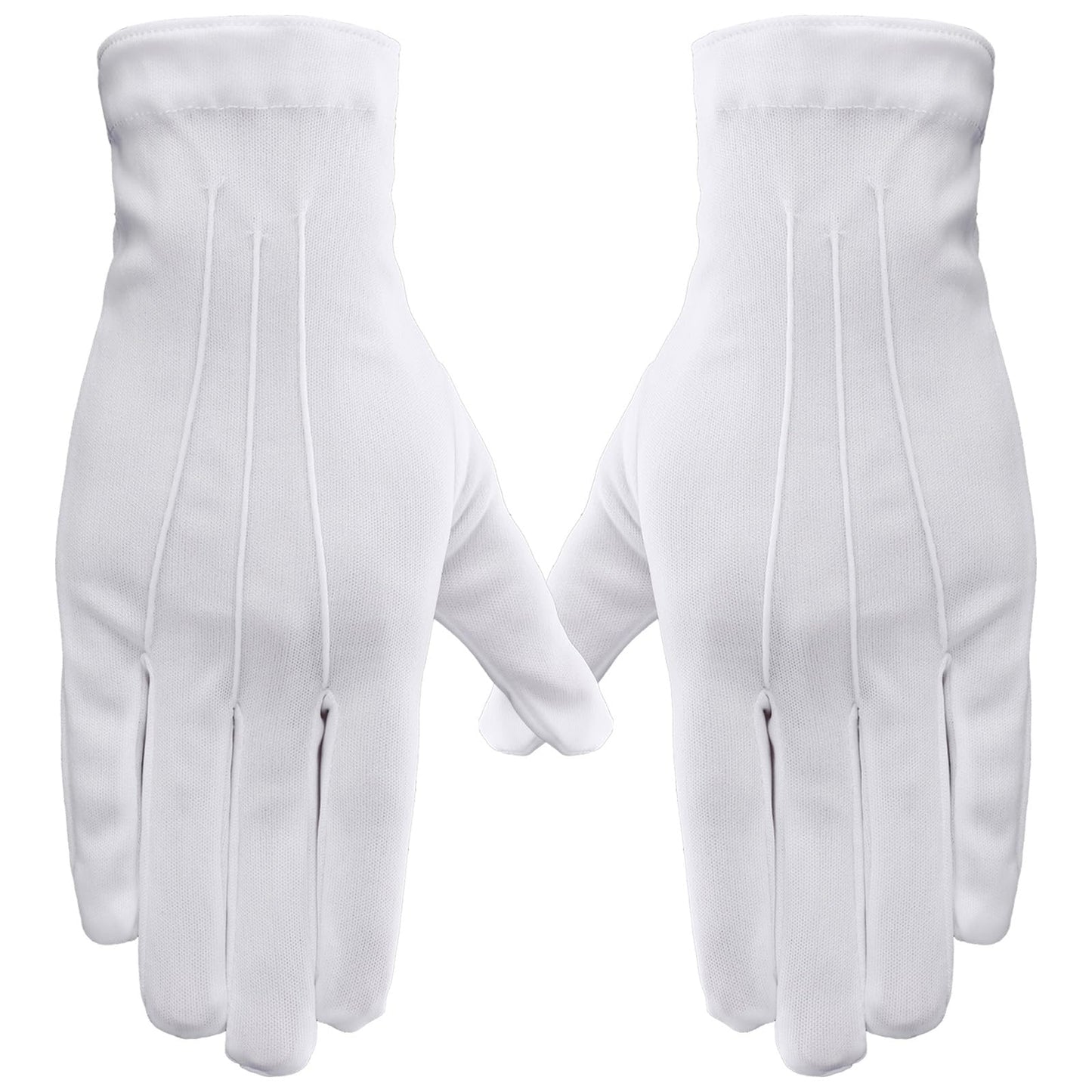 Meyeyaia 2 Pairs White Formal Gloves, White Gloves Cotton for Women and Men with Snap Cuff, Formal Tuxedo Church Honor Guard Parade Police Jewelry Inspection