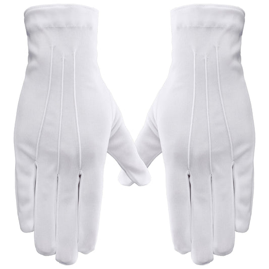 Meyeyaia 2 Pairs White Formal Gloves, White Gloves Cotton for Women and Men with Snap Cuff, Formal Tuxedo Church Honor Guard Parade Police Jewelry Inspection