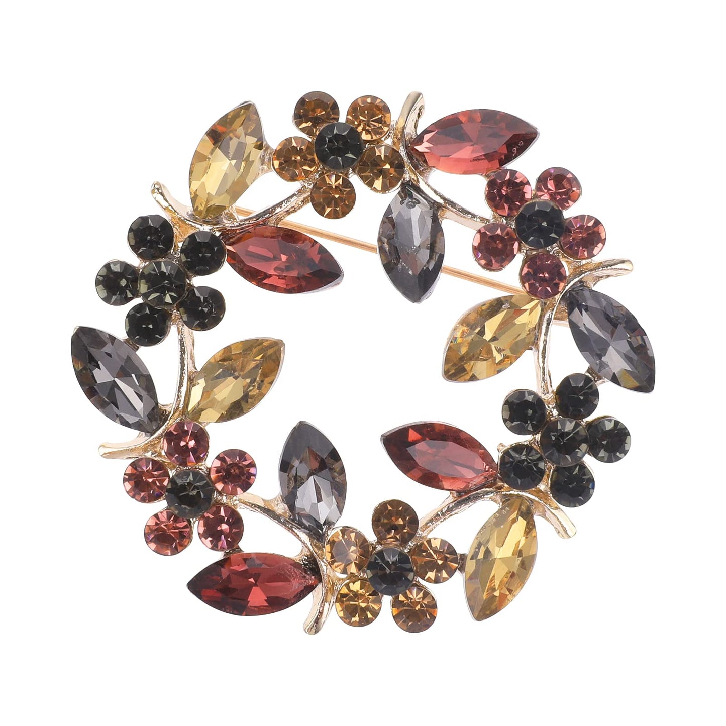 Yolev Colours Crystal Brooch Pins Rhinestone Brooches Jewelry Gift for Women Girls Rose Flower Brooch Pins Handmade Rose Floral Flower Brooches