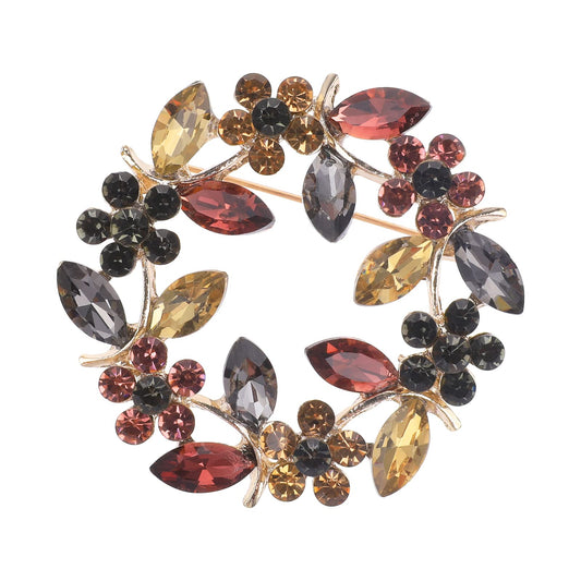 Yolev Colours Crystal Brooch Pins Rhinestone Brooches Jewelry Gift for Women Girls Rose Flower Brooch Pins Handmade Rose Floral Flower Brooches