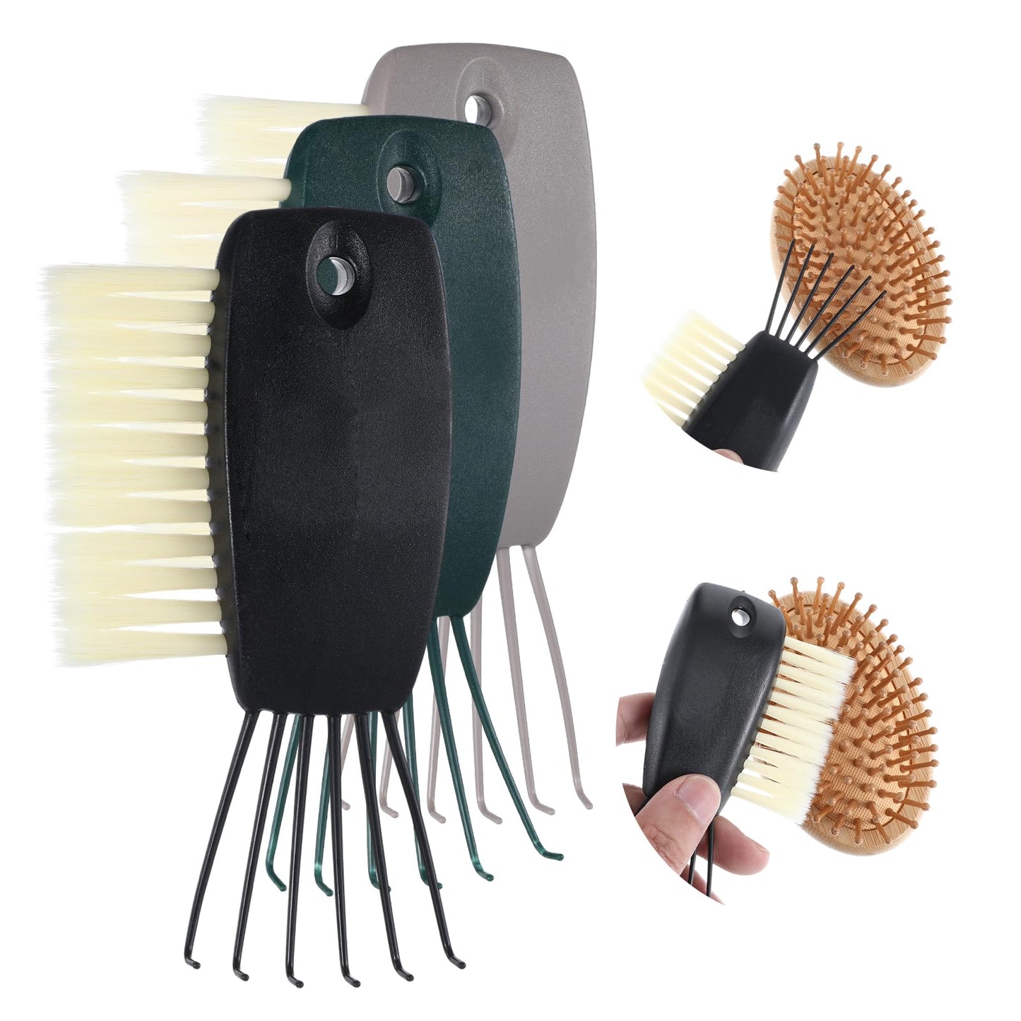 Lusofie 3Pcs Hairbrush Cleaner, 2-in-1 Comb Cleaner Claw Hair Brush Rake Cleaner Tool for Home And Salon Use Removing Hair Dust