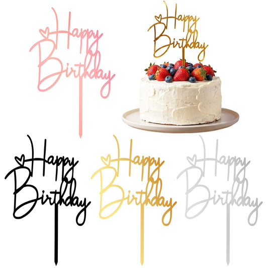 Happy Birthday Topper, Pink Birthday Cake Decorations, Happy Birthdays Sign for Cake, Birthdays Cakes Supplies for Women's Celebrating Anniversary Theme Party
