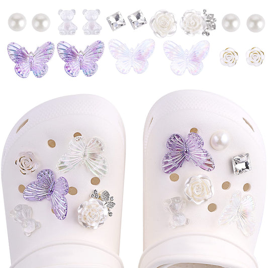 Lusofie 16 pcs Flower Shoe Charms for Girls Cute Flower Designer Shoe Charms Butterfly Shoe Charms Fits for Shoe Decorations for Clog Sandals Birthday Party Gift