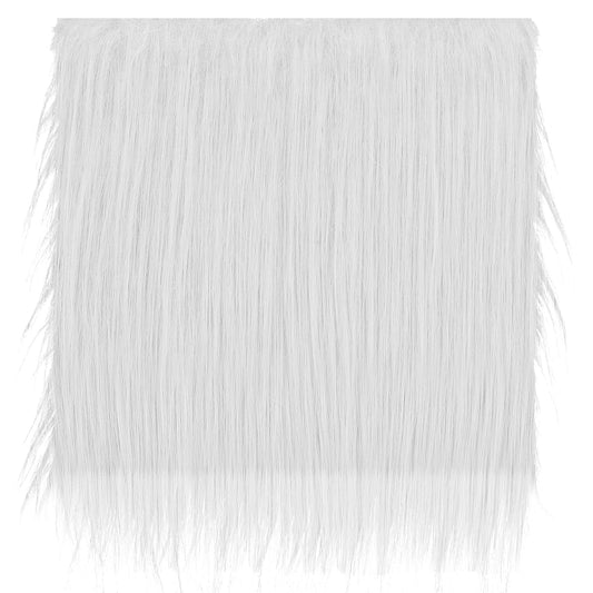 Faux Fur Fabric, 10 X 10 Inches Fluffy Plush Fabric Fur Trim Pre-Cut Craft for Crafts, Gnomes, Costume, Fursuit, Doll, Christmas Decoration (White)