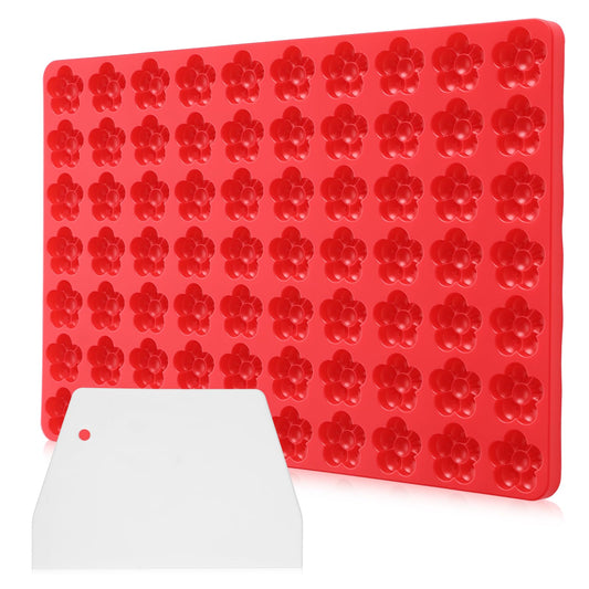 Flower Silicone Candy Molds Bite Size, Food-Grade Small Flower Chocolate Mold with Scraper for Chocolate Gummy Jello Gelatin Cake Decoration and Clay Craft Making