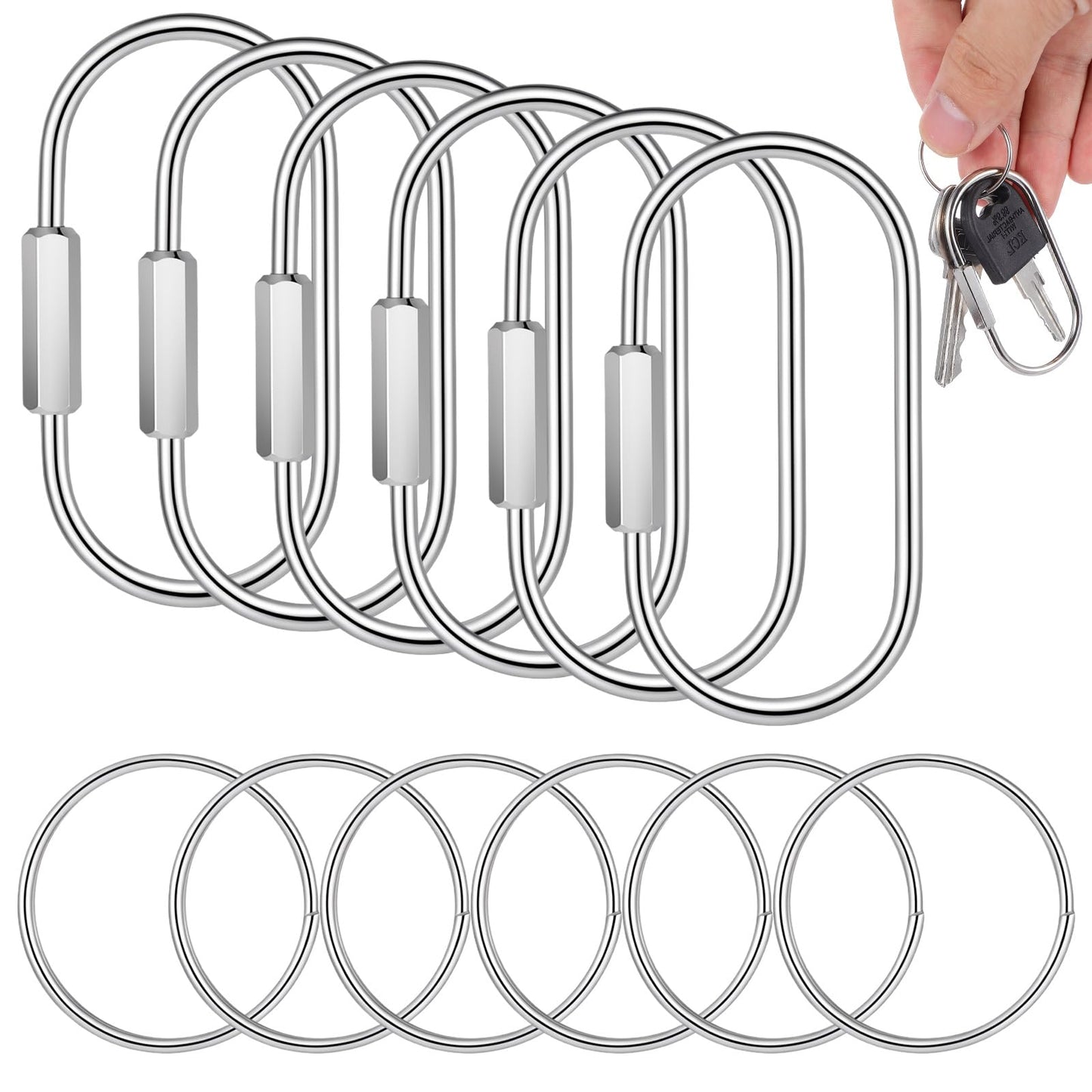 16 Pcs Brass Key Rings Silver Key Chain Organizer Holder with Screw Locking