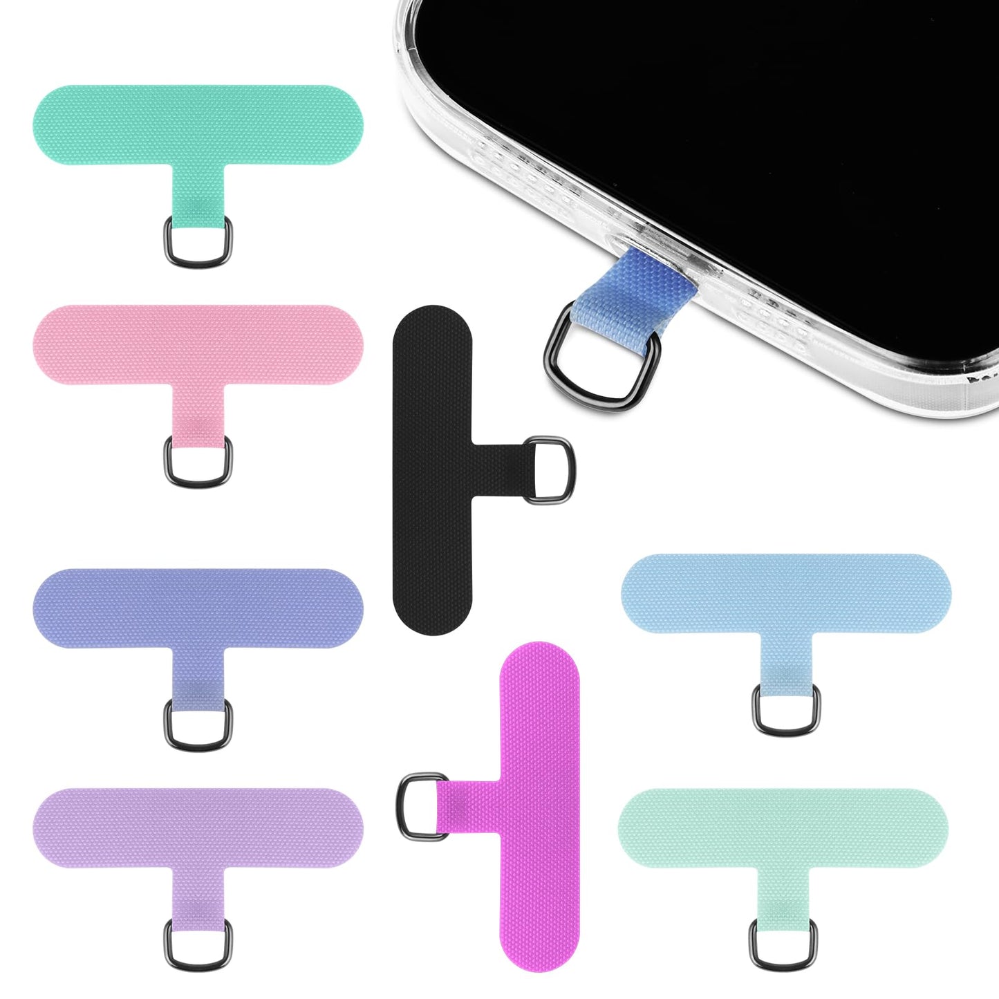 Meyeyaia 8 Pcs Phone Tether Tab Without Adhesive for Cellphone Lanyard Phone Lanyard Tab is Compatible with Most Cellphone Cases