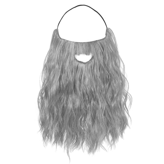Wizard Beard Men Long Fake Beard Novelty Wizard Costume Men Curly Fake Mustache Soft and Full False Facial Hair for Carnival Themed Party Wizards Cosplay Halloween Costume(Black)