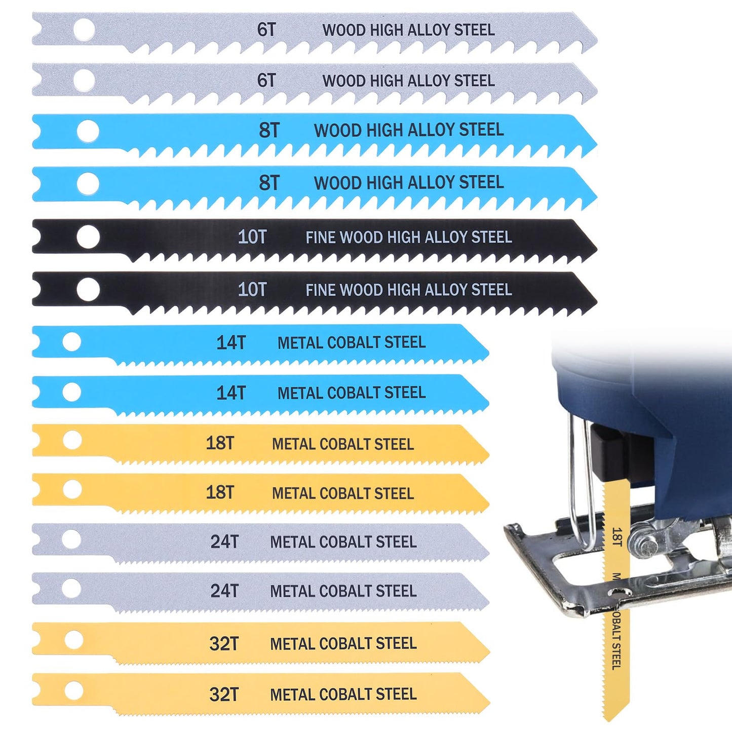 U-Shank Jig Saw Blades,High Carbon Steel Jig Saw Blade Set(14)