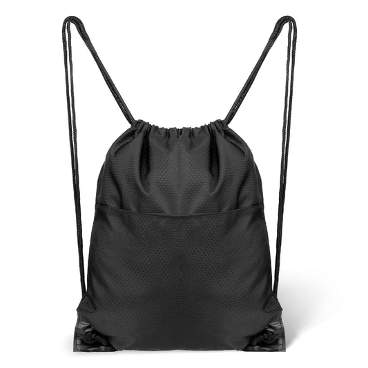 DIVINA VITAE Drawstring Bags Sports Bag Waterproof Drawstring Bag with Zip Pocket Black Drawstring Bag Swimming Bag for Adults School Boys, Girls and Children