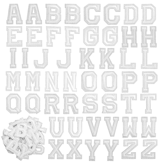 Yolev 52Pieces Iron-on Letters Patches 2x1.5In Letter Iron-on Patches A-Z Alphabet Applique Patches Sew Embroidered Patches, Alphabet Patches for Clothing