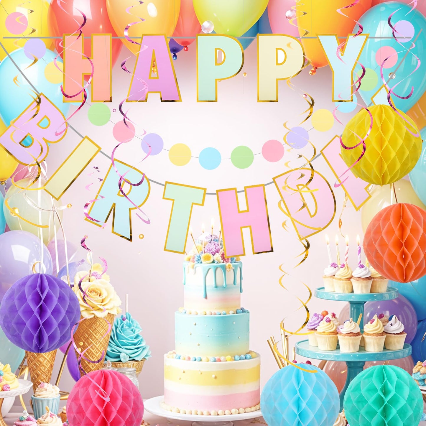 Pastel Birthday Decorations Kit