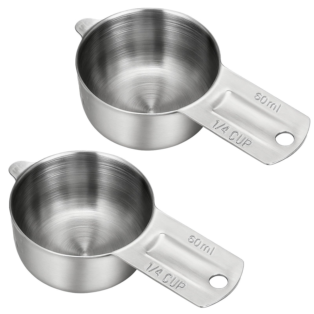 2Pcs 1/4 Cup Stainless Steel Measuring Cup 60ml | 2oz Quarter Cup Scoop