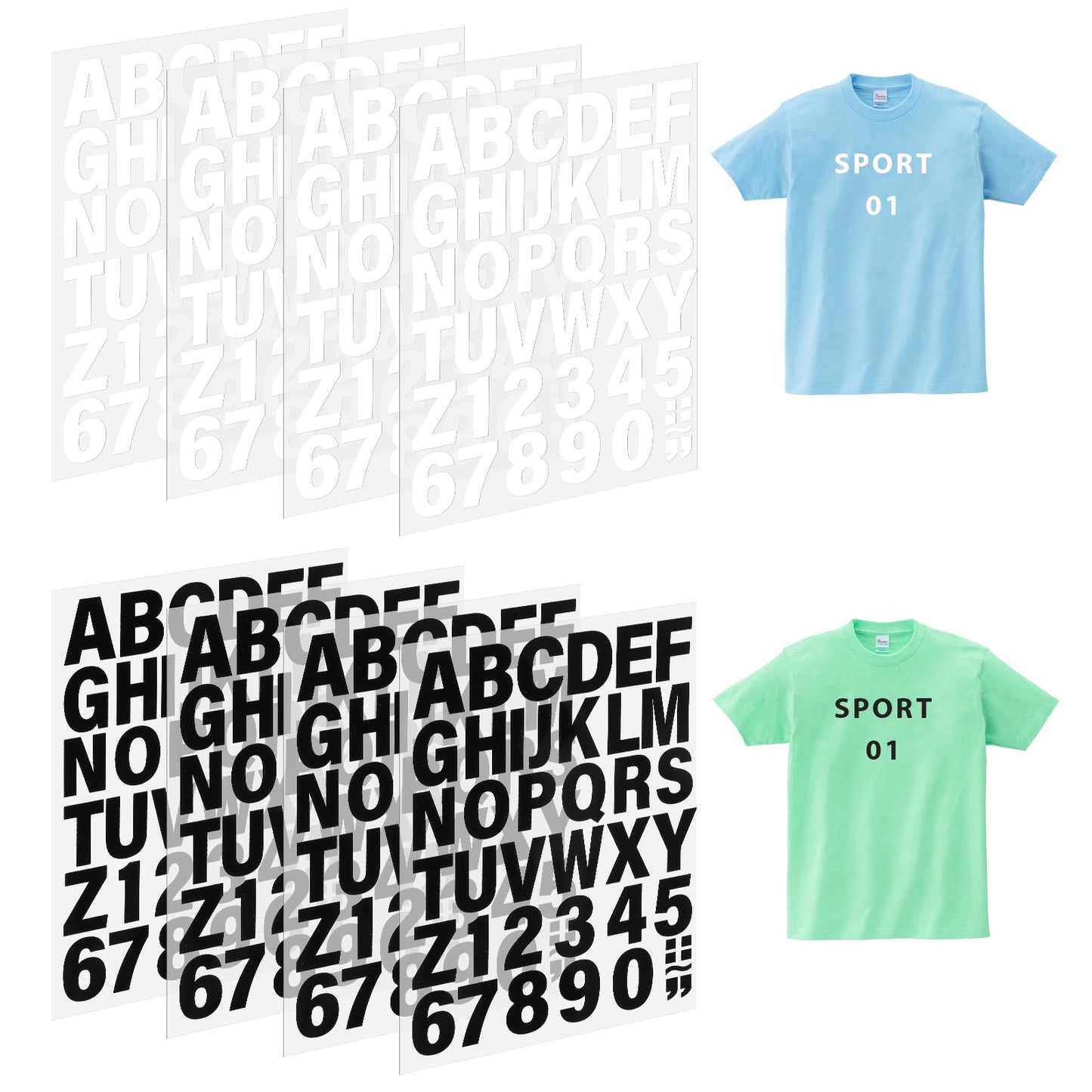 8 Sheets Iron on Letters and Numbers 1.5 Inch Iron on Letters for Clothes Heat Transfer Numbers with A-Z 0-9 Iron on Transfers for Fabric Clothing T-Shirt Printing DIY