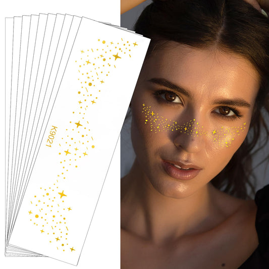 10Pcs Glitter Freckles Face Stickers, Glitter Freckles Tattoo, Face Glitter Freckles Patches for Women Dancer Costume And Party Makeup Accessory