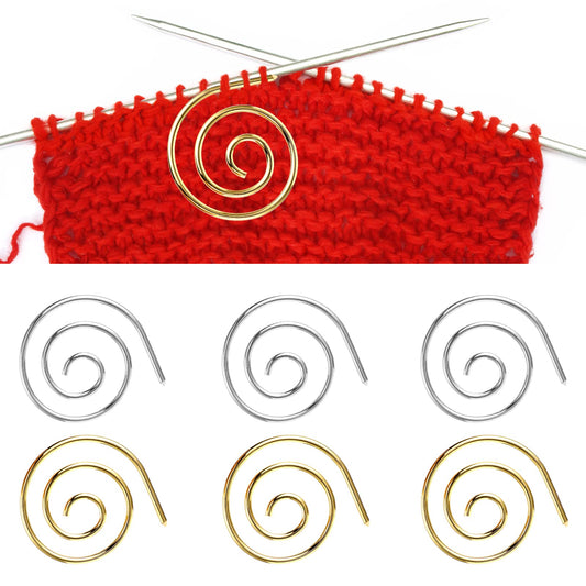 Lusofie 6PCS Spiral Cable Knitting Needle, Spiral Cable Needle Circular Knitting Needles Cable Needles for Knitting Gold/Silver