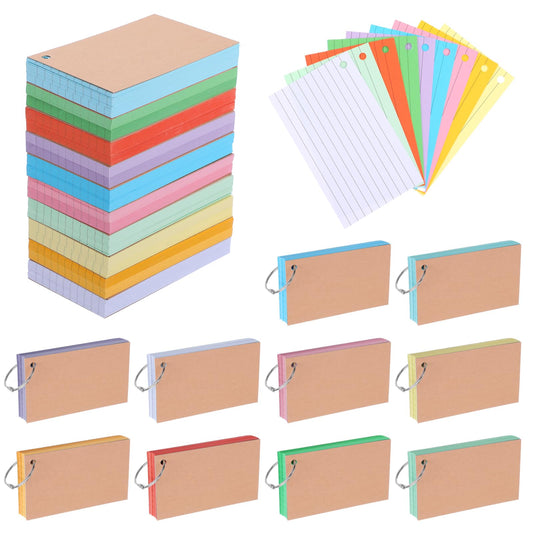 1000 Count Ruled Index Cards 3x5 Inch Flash Cards for Studying Assorted Neon Colored Note Cards for Office, Home and School