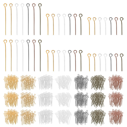 Lusofie 1400pcs Eye Pins for Jewelry Making Eye Pins Open Head Pins Mixed Eye Pins Jewelry Findings for Jewelry Making Supplies(7 Colors)