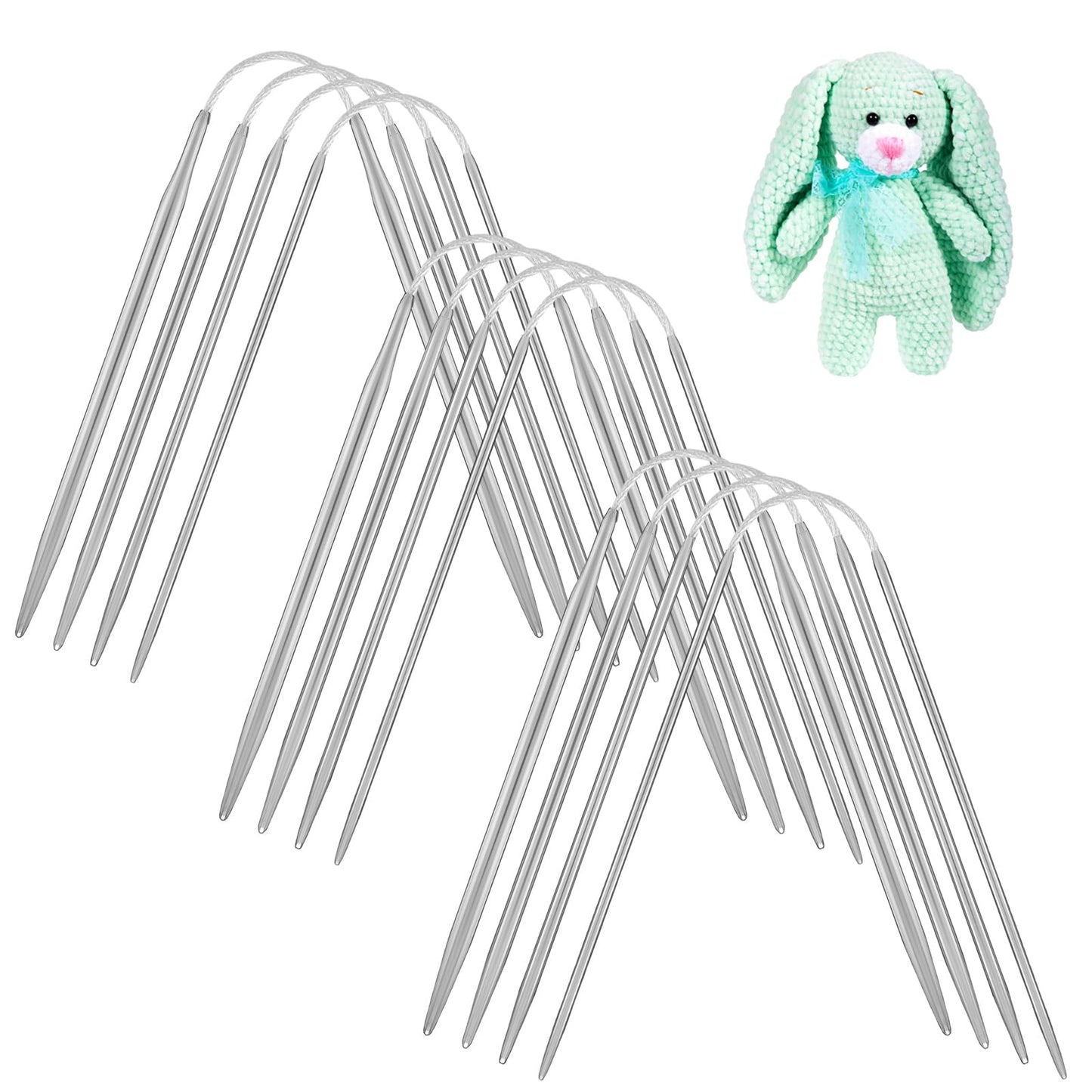 Lusofie 12Pcs Circular Knitting Needles Set Stainless Steel Round Knitting Needles 8.3 inch Circular Knitting Needles Flexible Circular Needles for Socks Sweaters Hats Scarf Crochet DIY(4 Sizes)