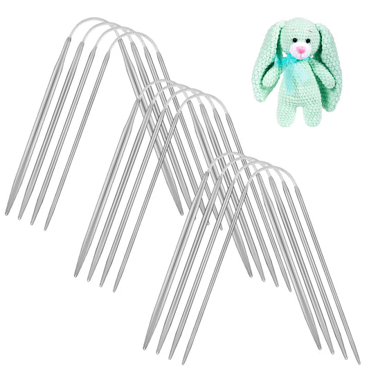 Lusofie 12Pcs Circular Knitting Needles Set Stainless Steel Round Knitting Needles 8.3 inch Circular Knitting Needles Flexible Circular Needles for Socks Sweaters Hats Scarf Crochet DIY(4 Sizes)