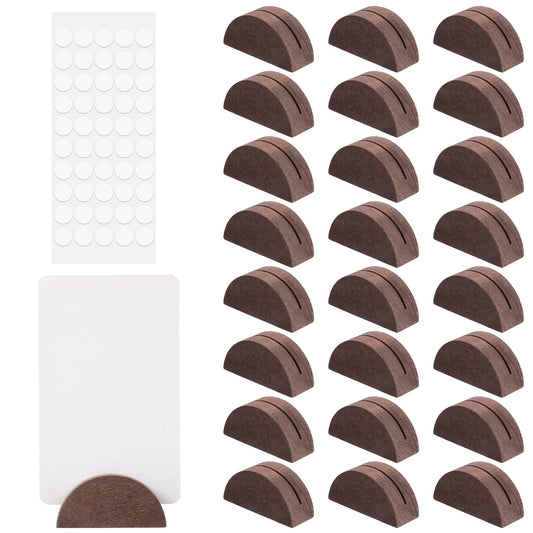 Fiyooau 24 Pcs Wooden Table Number Holders, Semicircular Place Card Holders with Polka Dot Stickers Wedding Table Number Stands for Name Tag Restaurant Menu Banquet Birthday Party Event Decor