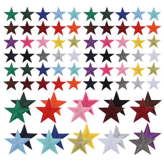 80Pcs Star Iron on Patches Small Star Patches Mini 5 Star Embroidered Patch Sew Decorative Patches Appliques Embellishments Colorful Star Fabric Patch for Clothing Bags Hats Backpack Jackets DIY Craft