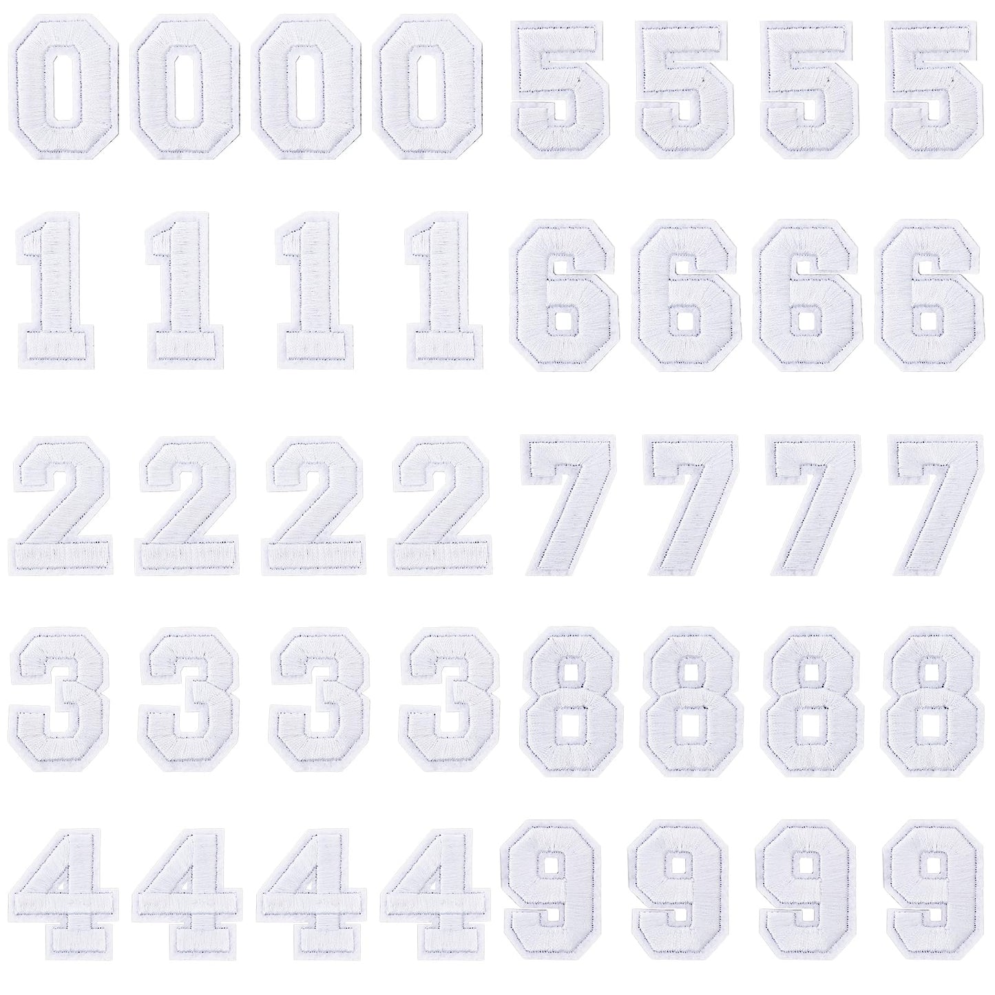 Lusofie 40 Pcs White Iron On Numbers Patches Numbers 0-9 Applique Patches Embroidered Custom Patches for Hats Clothes Pants Backpack Jackets Decoration and Repair