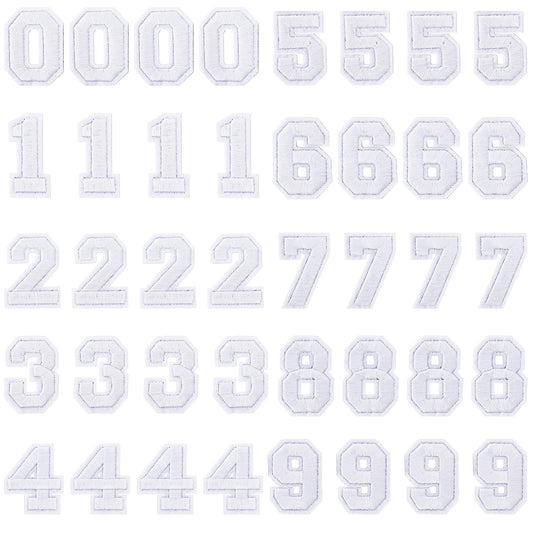 Lusofie 40 Pcs White Iron On Numbers Patches Numbers 0-9 Applique Patches Embroidered Custom Patches for Hats Clothes Pants Backpack Jackets Decoration and Repair