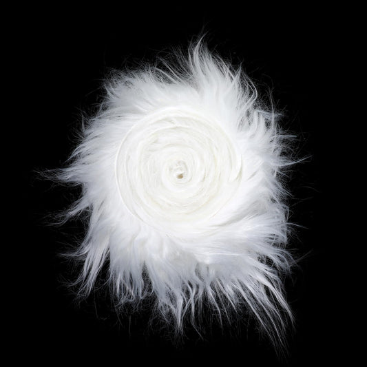 Lusofie 1Pc Fur Fabric 4 x 60inch White Fur Precut Strips Fluffy Fuzzy Faux Fur Fabric Shaggy Plush Fake Craft Fur for Costume DIY Gnomes Beard Santa Claus Hair Dwarf Cosplay Christmas Decoration