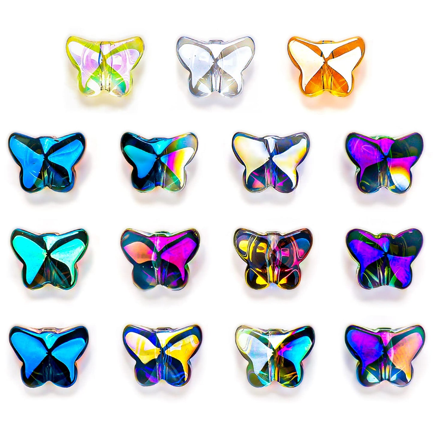 Yolev 200pcs Butterfly Beads Butterfly Glass Beads for Jewelry Making Bulk Butterfly Spacer Beads Butterfly Loose Beads for Earring Bracelet Necklace Jewelry DIY Craft Making