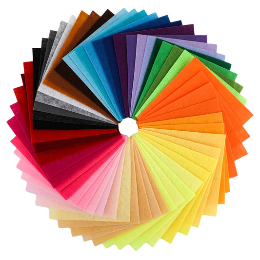 Telooco 60Pcs Coloured Soft Felt Fabric Sheets 15 x 15 cm Squares Felt Paper for DIY Craft School Projects Decoration