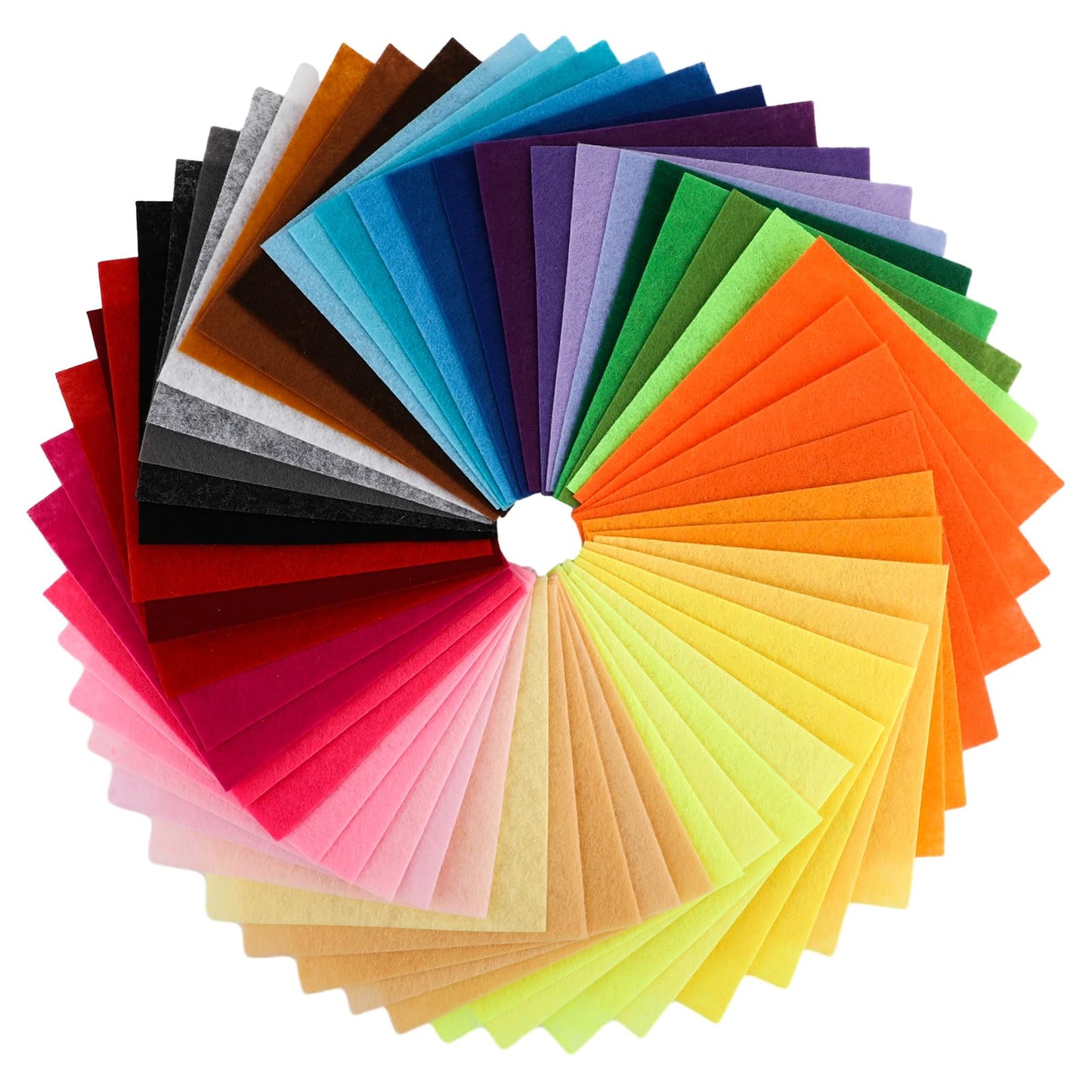 Telooco 60Pcs Coloured Soft Felt Fabric Sheets 15 x 15 cm Squares Felt Paper for DIY Craft School Projects Decoration