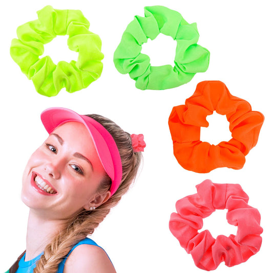 Lusofie 4Pcs Neon Scrunchies For Hair 80S Voile Neon Hair Accessories Neon Headband Neon Accessories For Women 80S Party(Multicolor)