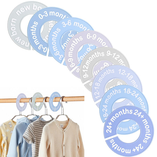 HaiFafafaing 8 PCS Baby Closet Dividers for Clothes 0-24 Months,Blue Round Baby Clothes Size Dividers, Double-Sided Cute Design Closet Divider Fits Most Rods, Babys Clothing Organizer for Nursery