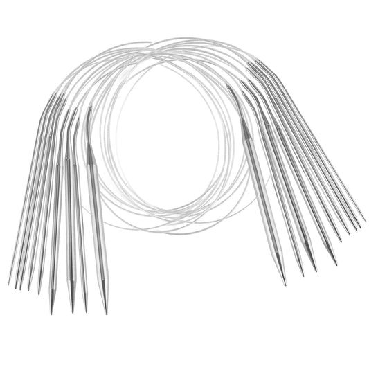 9 Pieces Stainless Steel Circular Knitting Needles Set 2.5-10 mm Diameter Double Pointed Metal Knitting Needles Set for Making Sweater Shawl Scarf