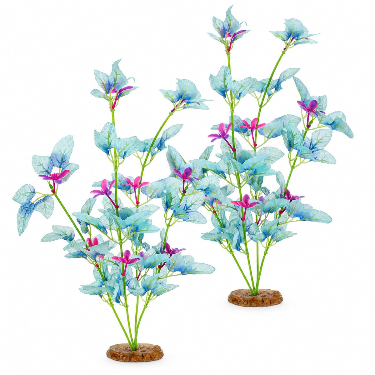 2Pcs Silk Aquarium Plants 13 Inch Mint Blue Silk Plants for Betta Fish Tank