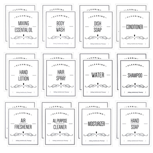 Lusofie 24 Pcs Waterproof Labels For Bottles Vintage Soap Labels Bathroom Labels For Shampoo And Conditioner Bottles Organizing.(White)