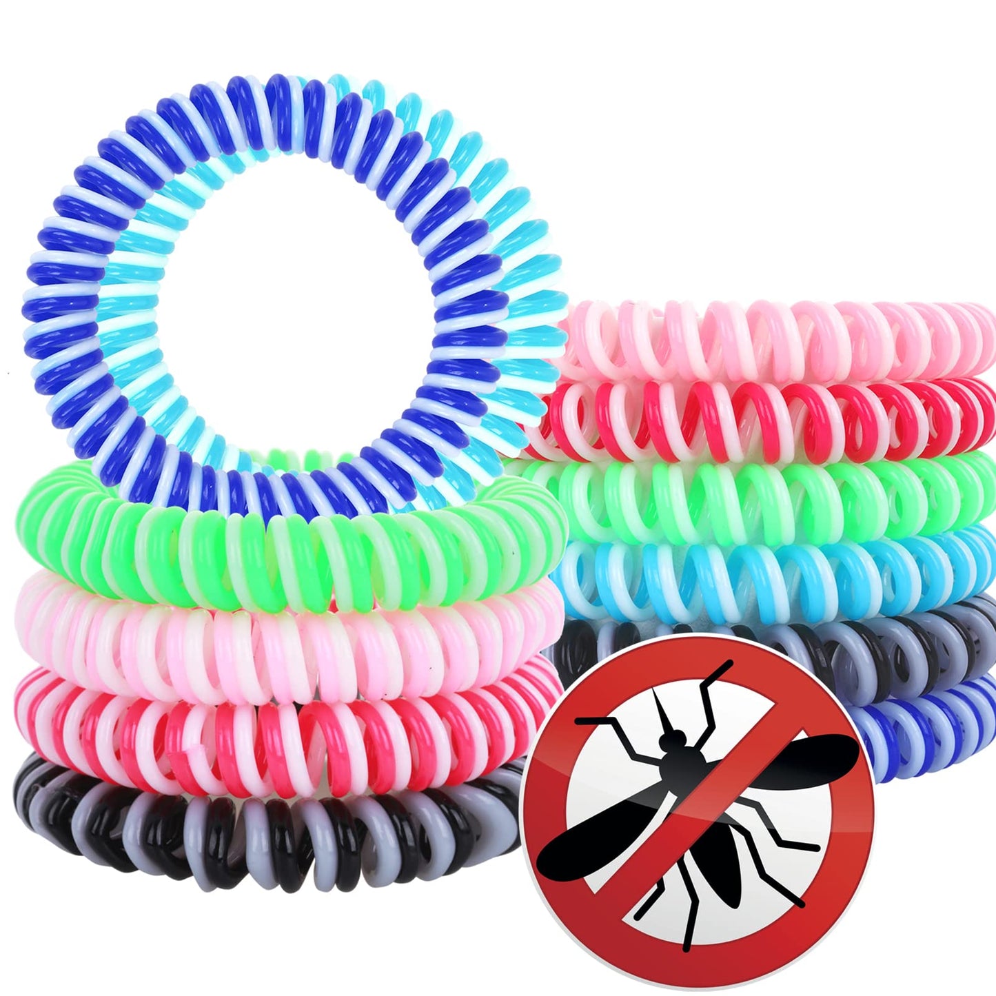 Yolev 12Pack Mosquito Insect Repellent Bracelet, Insect Repellent Mosquito Bands, Double Color Natural and Waterproof Mosquito Control Bracelets for Adults and Kids