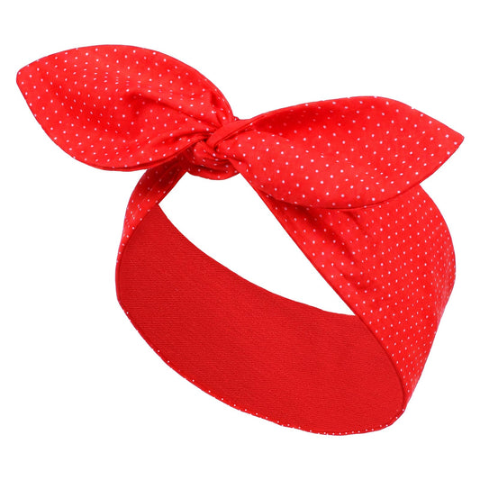 Fiyooau Red and White Polka Dot Bandana, Vintage Wired Hairband with Twist Bow, Wide Rosie the Riveter Headband Retro 50s Accessories for Women Girls. Small Polka Dot
