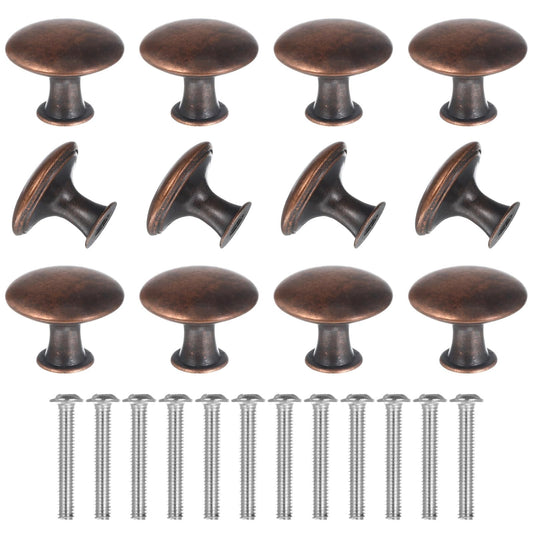 Fiyooau 12 Pack Antique Copper Cabinet Knobs Single Hole Copper Drawer Pulls Vintage Dresser Handles and Knobs for Closet Wardrobe Door Kitchen Furniture Hardware