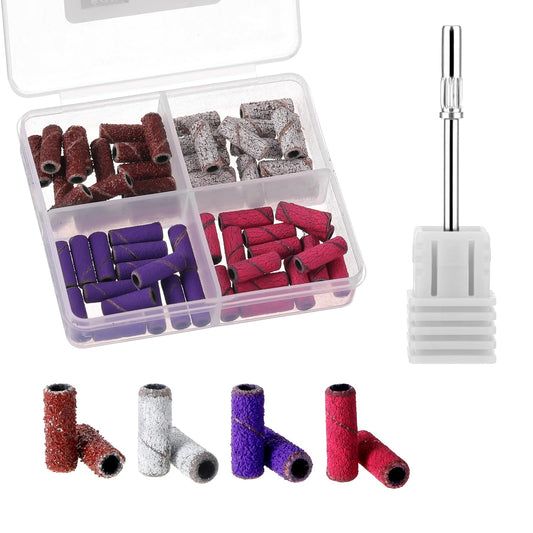60Pcs Small Sanding Band Nail Drill Bits?3mm Sanding Bits for Nail Drill with Small Mandrel Bit for Acrylic Nails Gel Removing Manicure Nail Salon Use