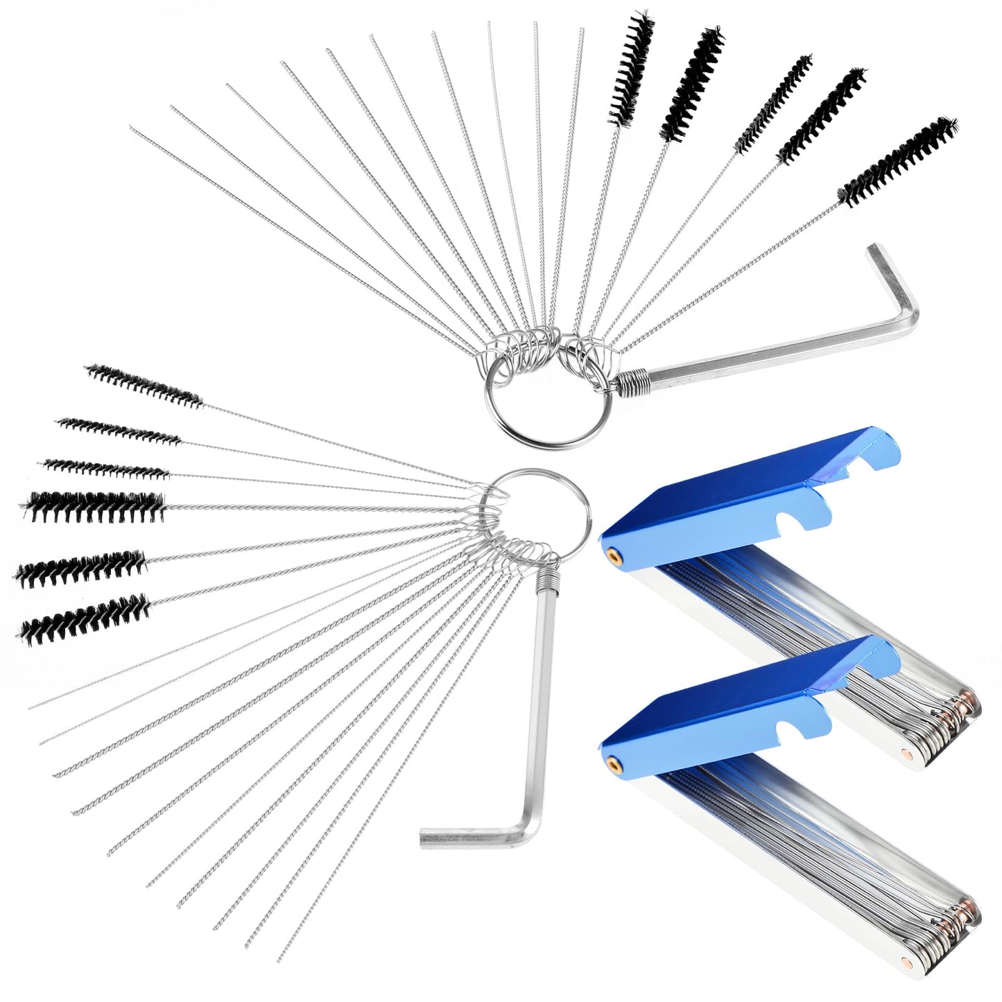 Carb Cleaner Carburetor Cleaning Kit 2 Aluminum Boxes 20 Needles 11 Nylon Brushes 2 Wrenches Carburetor Torch Tip Cleaner Contains for ATV