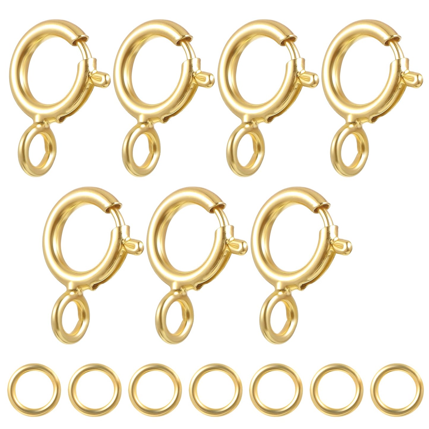 7 Sets 925 Sterling Silver Necklace Clasps 5mm Spring Jewelry Clasp with 4mm Closed Jump Rings Necklace Clasps and Closures for Jewelry Making Bracelet Necklaces Connector(Gold)