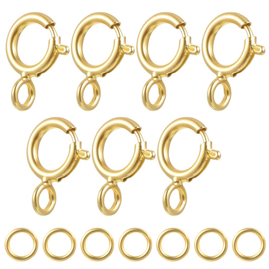 7 Sets 925 Sterling Silver Necklace Clasps 5mm Spring Jewelry Clasp with 4mm Closed Jump Rings Necklace Clasps and Closures for Jewelry Making Bracelet Necklaces Connector(Gold)