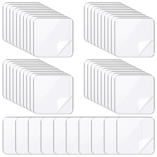 Telooco 50Pcs Clear Double Sided Mounting Tape, Waterproof Tile Adhesive Super Strong Adhesive Waterproof Double Sided Tape for Wall Painting Installation DIY Craft Home Office
